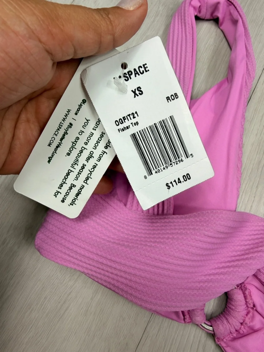 L*Space Pink Ribbed Ring Front Bikini Top XS Textured Made USA NWT‎